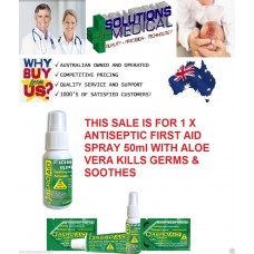 ANTISEPTIC FIRST AID SPRAY 50ml WITH ALOE VERA KILLS GERMS & SOOTHES X 1