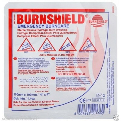 Burnshield hydrogel burn dressing 20cm x 20cm first aid essential sale item short expiry date 08/22