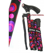 Luxury Folding Walking Stick With Circles Design +carry Bag Switch Sticks