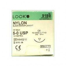 Look Sutures Box 12 Nylon Size 5.0 Usp Non Absorbable Monofilament Black