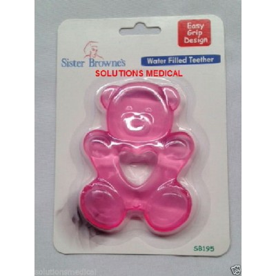 Teether Pink Bear Shaped Water Filled Sister Brownes X1