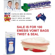 100 SICK BAGS VOMIT BAGS EMESIS CALIBRATED 1.5LTR INFECTION CONTROL SECURE TIE