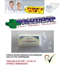 (No 13) STERILE WOUNDCARE DRESSING PAD WITH BANDAGE FIRST AID ESSENTIAL X6