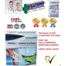 2 X INSTANT ICE PACK FIRST AID COLD COMPRESS DISPOSABLE 12CM x 24CM LARGE