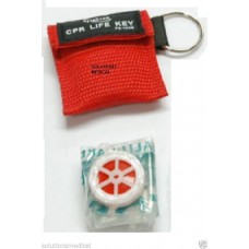 KEY RING RESUS MASK CPR RESUSCITATION SHIELD x 1 (RED NYLON BAG)