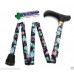 Walking Stick Adjustable Folding 83cm- 90cm Cane Navy Floral Design