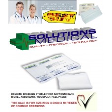COMBINE DRESSINGS STERILE FIRST AID WOUNDCARE 20CM x20CM (x 10)