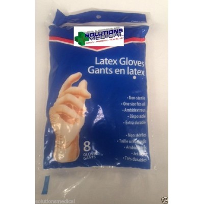 Latex Gloves Non Sterile Ambidextrous Extra Durable 8 Pack