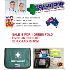FIRST AID KIT 56 PIECE ALL PURPOSE GREEN FOLD OVER BAG CAMPER-HOME-TRAVELLER X 1