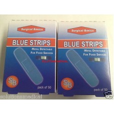 100 LOOSE BLUE BAND AIDS METAL DETECTABLE STRIPS 50/BOX (x2)