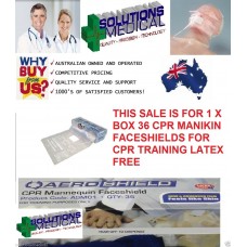1 X BOX 36 CPR MANIKIN FACESHIELDS FOR CPR TRAINING SKIN FEEL LATEX FREE (FREE POSTAGE)