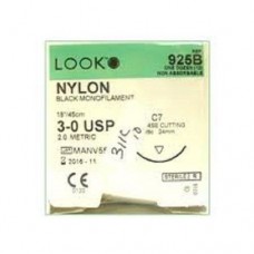 Look Sutures Box 12 Nylon Size 3.0 Usp Non Absorbable Monofilament Black