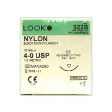 Look Sutures Box 12 Nylon Size 4.0 Usp Non Absorbable Monofilament Black