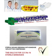 (No 14) STERILE WOUNDCARE DRESSING PAD WITH BANDAGE FIRST AID ESSENTIAL X12