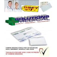 COMBINE DRESSINGS STERILE FIRST AID WOUNDCARE 10CM x10CM (x 10)
