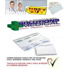COMBINE DRESSINGS STERILE FIRST AID WOUNDCARE 10CM x10CM (x 50)