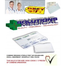 COMBINE DRESSINGS STERILE FIRST AID WOUNDCARE 10CM x20CM (x 5)