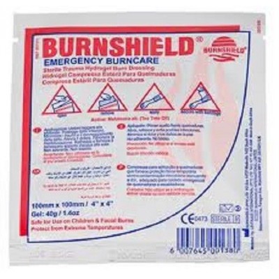 Burnshield hydrogel burn dressing 10cm x 10cm treatment for first aid burns