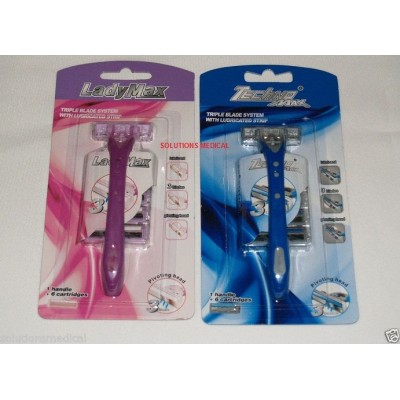 Triple Blade System With Lubricated Strip 1 Handle 6 Cartridges Duel Pack