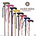 Luxury Folding Walking Stick Military Strips Design + Carry Bag Wrist Strap Switch Sticks