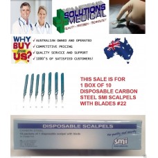 No:20 SURGICAL SCALPEL HANDLE & BLADE DISPOSABLE BOX OF 10 CARBON STEEL SMI