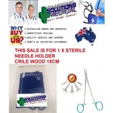 CRILE WOOD NEEDLE HOLDER STERILE SINGLE USE MEDICAL INSTRUMENT SAYCO QUALITY