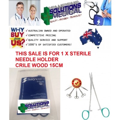 Crile Wood Needle Holder Sterile Single Use Medical Instrument Sayco Quality