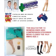 GRADUATED COMPRESSION STOCKINGS KNEE HIGH WOMENS BEIGE CLOSED TOE OPPO SIZE 3