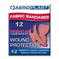 12 FIRST AID BANDAIDS FINGERS KNUCKLES ASST FABRIC PREMIUM WEIGHT SUPER ADHESION