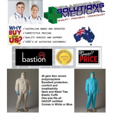 PROTECTIVE POLYPROPYLENE COVERALLS DISPOSABLE OVERALLS WHITE/BLUE XS-XXL BASTION