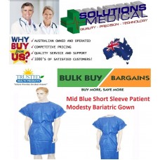 PATIENT BARIATRIC MODESTY GOWN SHORT SLEEVE MID BLUE OSWEAR QUALITY 2 SIZES