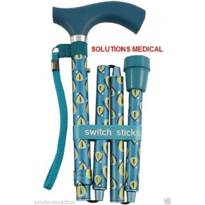 Luxury Switch Stick Folding Walking Stick Thames Design + Carry Bag Wrist Strap Switch Sticks