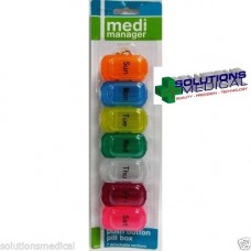 PILL BOX PUSH BUTTON ORGANISER WITH 7 DAY COLOURS X1