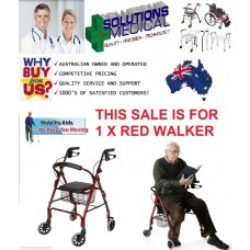 DAYS SEAT WALKER WITH HANDBRAKES AND CURVED BACKREST, RED ROLLATOR MOBILITY