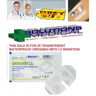 I.V Transparent Waterproof Adhesive Dressing With Iv Insertion 6 X 7cm X (25)