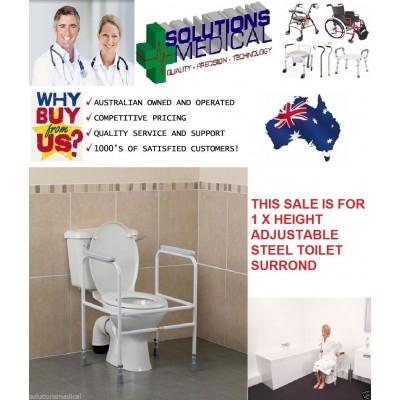 OVER TOILET SURROUND SEAT CHAIR ADJUSTABLE HEIGHT STEEL POWDER COATED