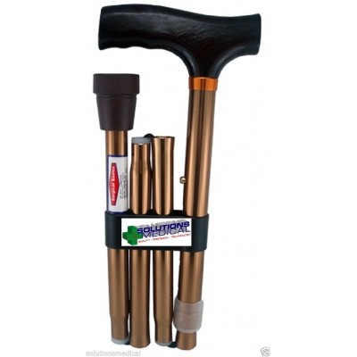Adjustable Folding 84cm- 94cm Walking Stick Cane Gold Design