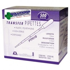 1ML PLASTIC DISPOSABLE TRANSFER GRADUATED PIPETTE X 500/BOX