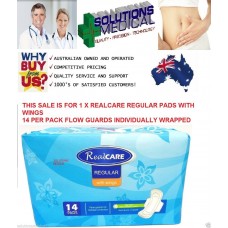 REALCARE SANITARY PADS REGULAR WITH WINGS 14/PKT ALOE VERA