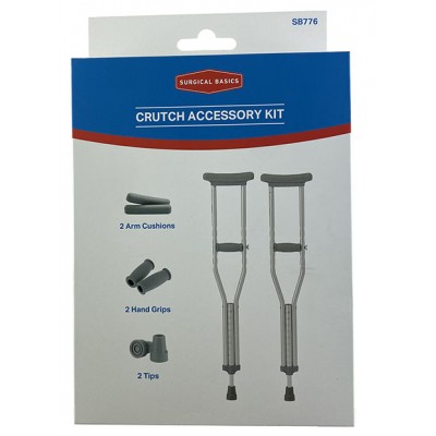 Surgical Basics Crutches Accessory Kit – 2 Underarm Cushions 2 Hand Grips 2 Tips