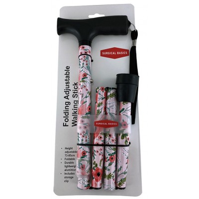 Walking Stick Satin Poppy Folding Adjustable 73-85cm