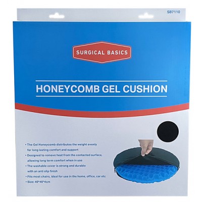 Surgical Basics Honeycomb Gel Cushion (40cm) – With Removable Cover – Promotes Air Circulation – Provides Relief To Pressure Points