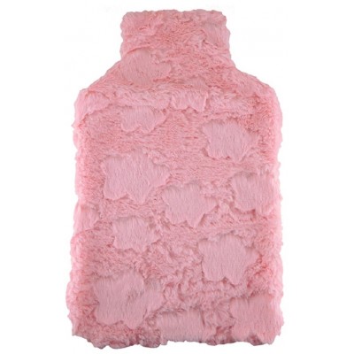 Hot Water Bottle Cover Pink Plush Pattern 