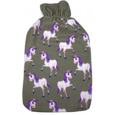 Hot Water Bottle Fleece Cover Unicorn Pattern