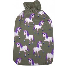 Hot Water Bottle Fleece Cover Unicorn Pattern