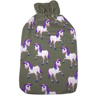 Hot Water Bottle Fleece Cover Unicorn Pattern