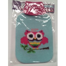Hot Water Bottle Knitted Cover Owl Design (X1) Blue