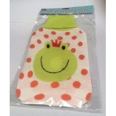 Hot Water Bottle Knitted Cover Green White Frog Design (X1)