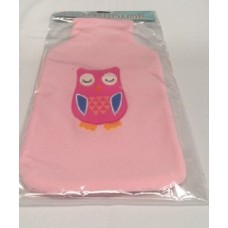 Hot Water Bottle Cover Pink Polar Fleece Owl Design (X1)