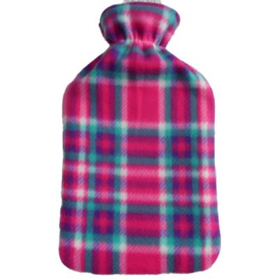 Hot Water Bottle Cover Pink Tartan Pattern